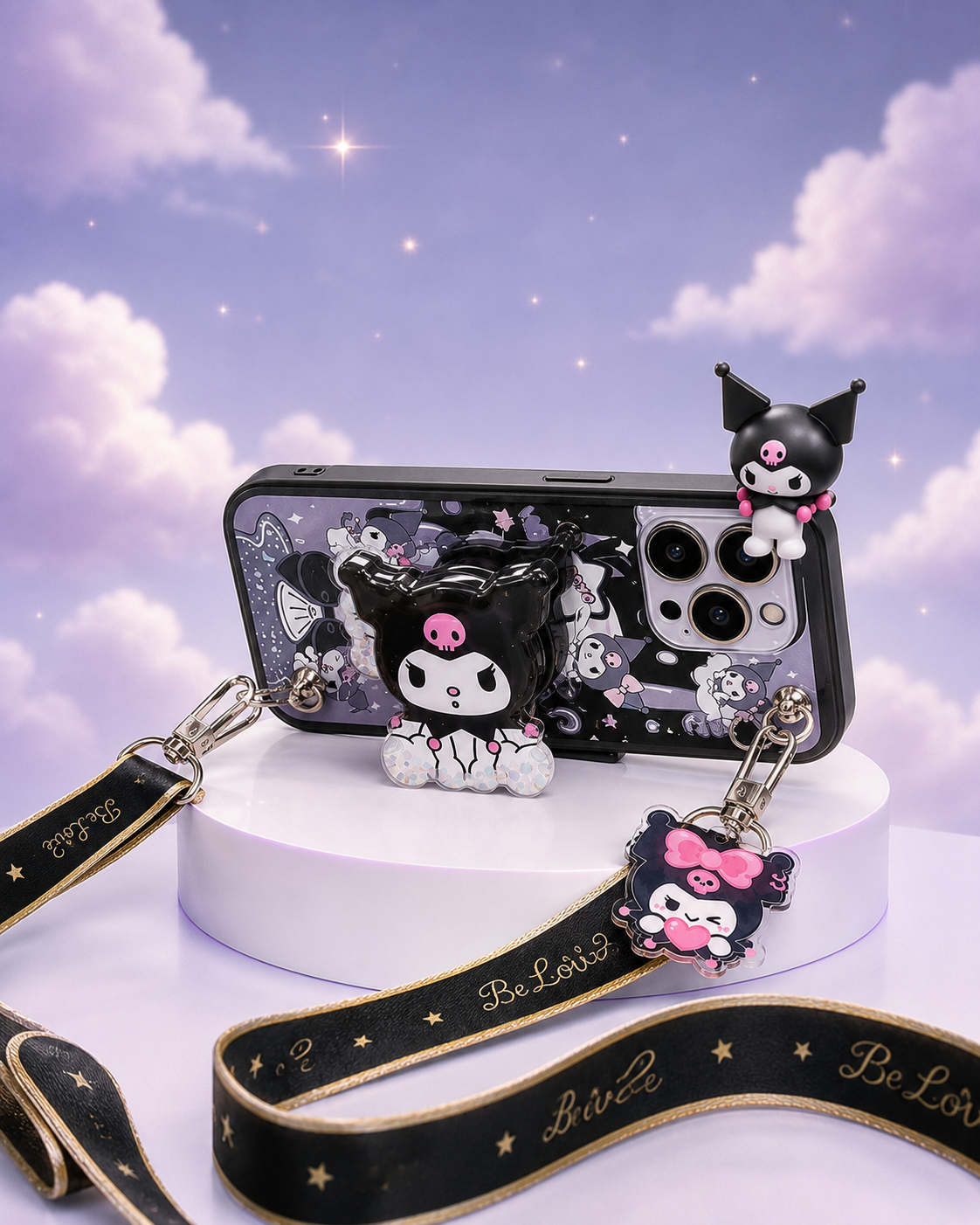 Coque Bandoulière Kuromi Violet Dream 4-en-1